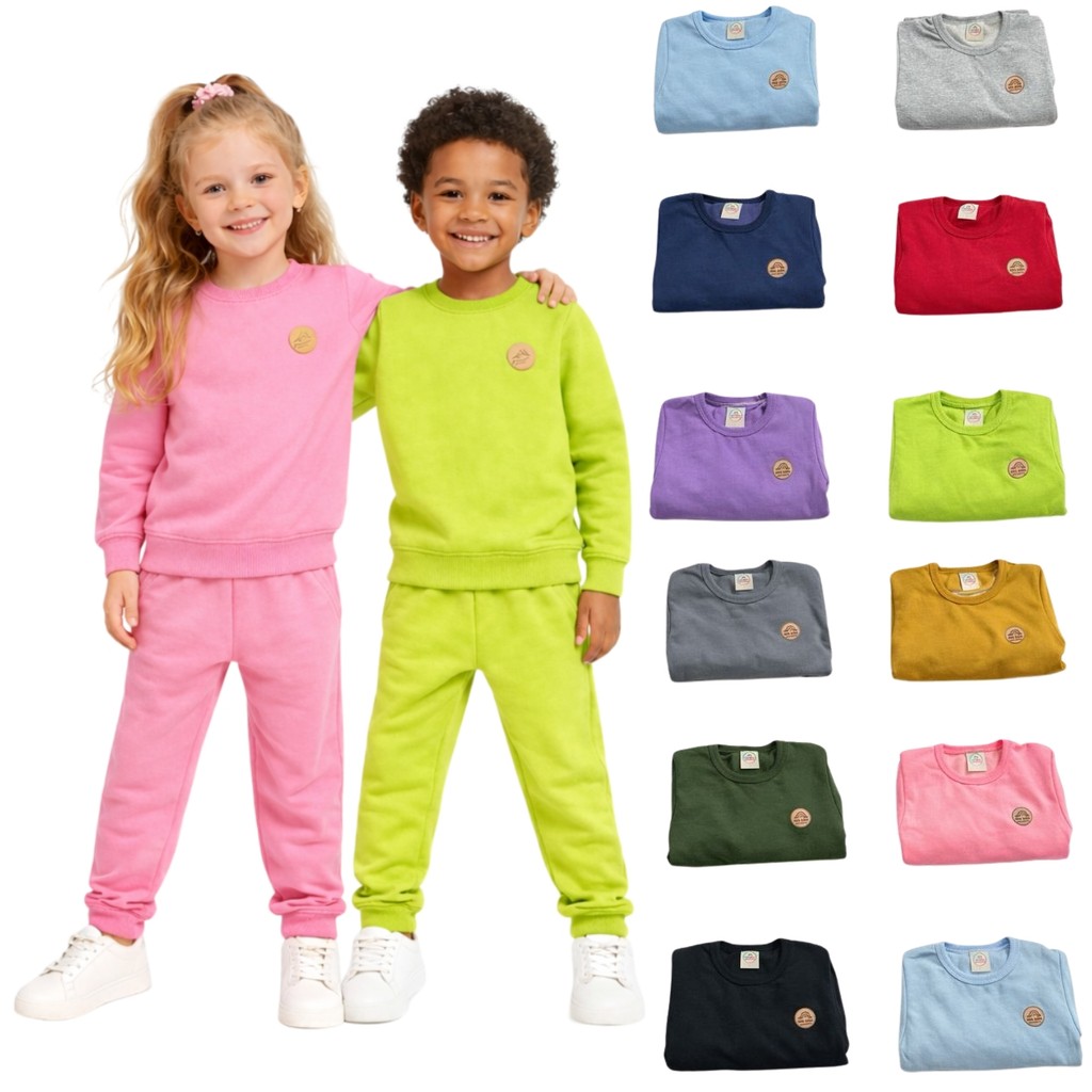 Kit 4 Peças Moletom Inverno Casaco e Calça Menino Menina Várias Cores Infantil Conjunto 1 a 10 anos