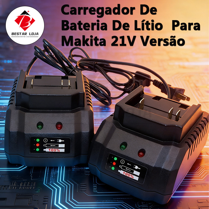 BESTAR LOJA  Carregador De Bateria De Lítio  Para Makita 21V Versão Do Plugue Projeto Compacto