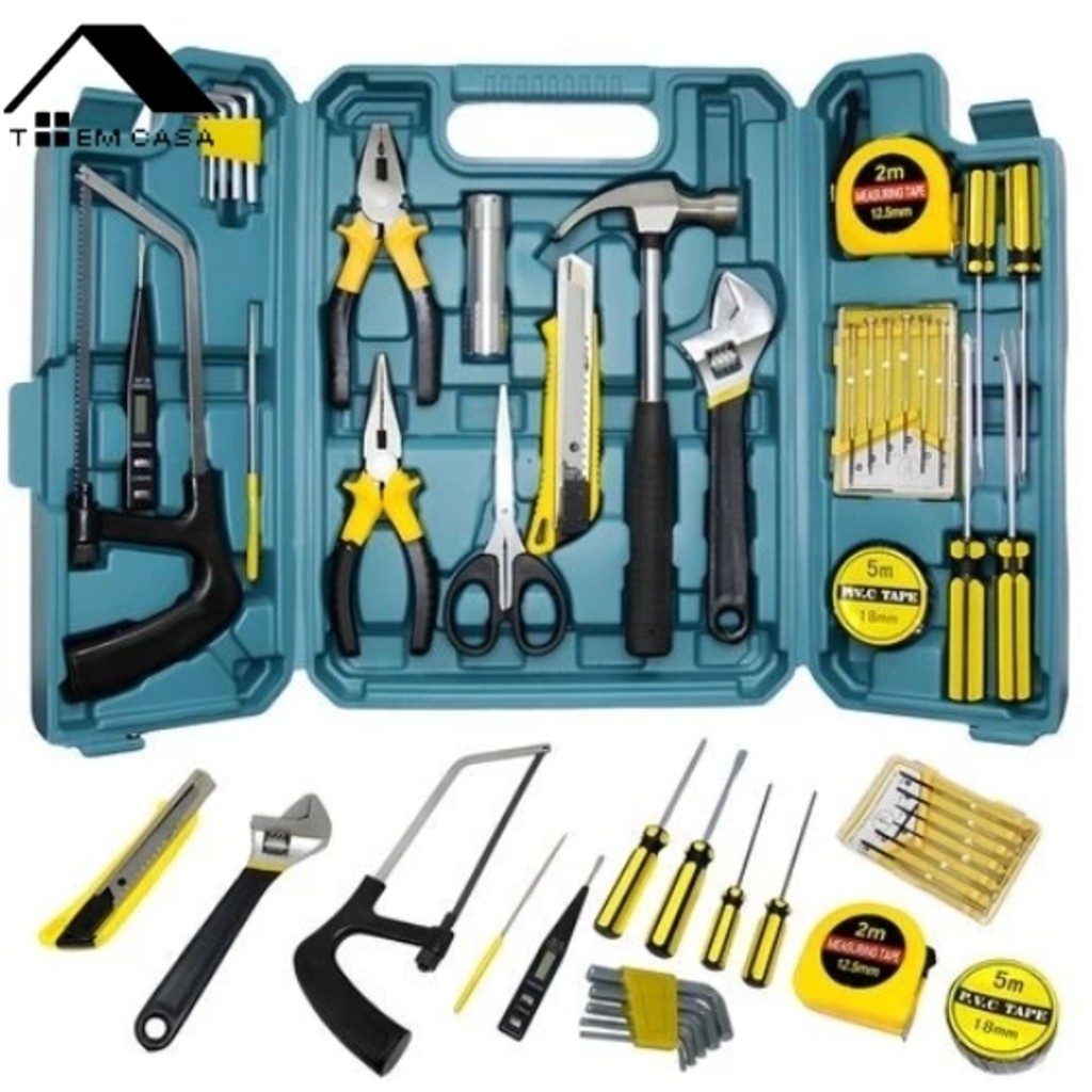 Kit Jogo De Ferramentas 27 Peças Com Maleta Chaves Allen Alicate Martelo Completos