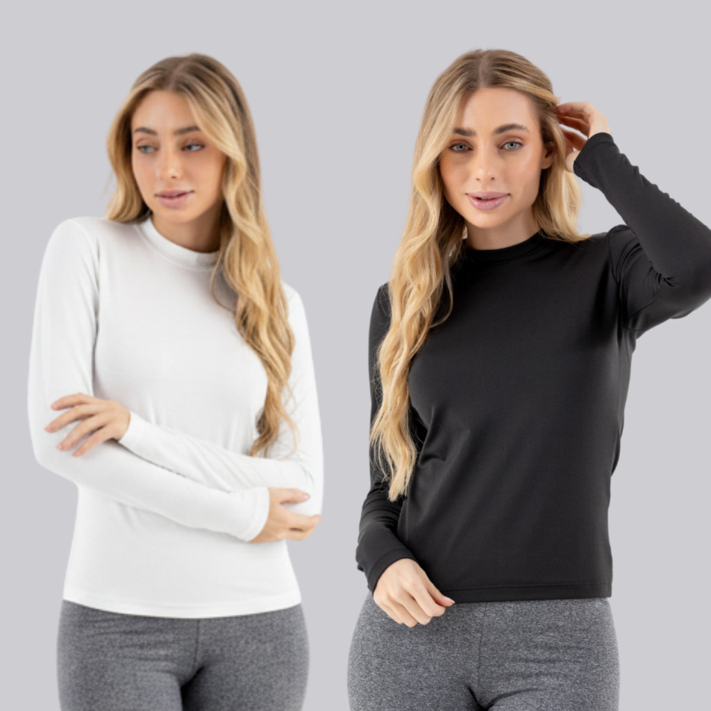 KIT 2 Blusa Feminina Segunda Pele Térmica Peluciada Inverno Frio