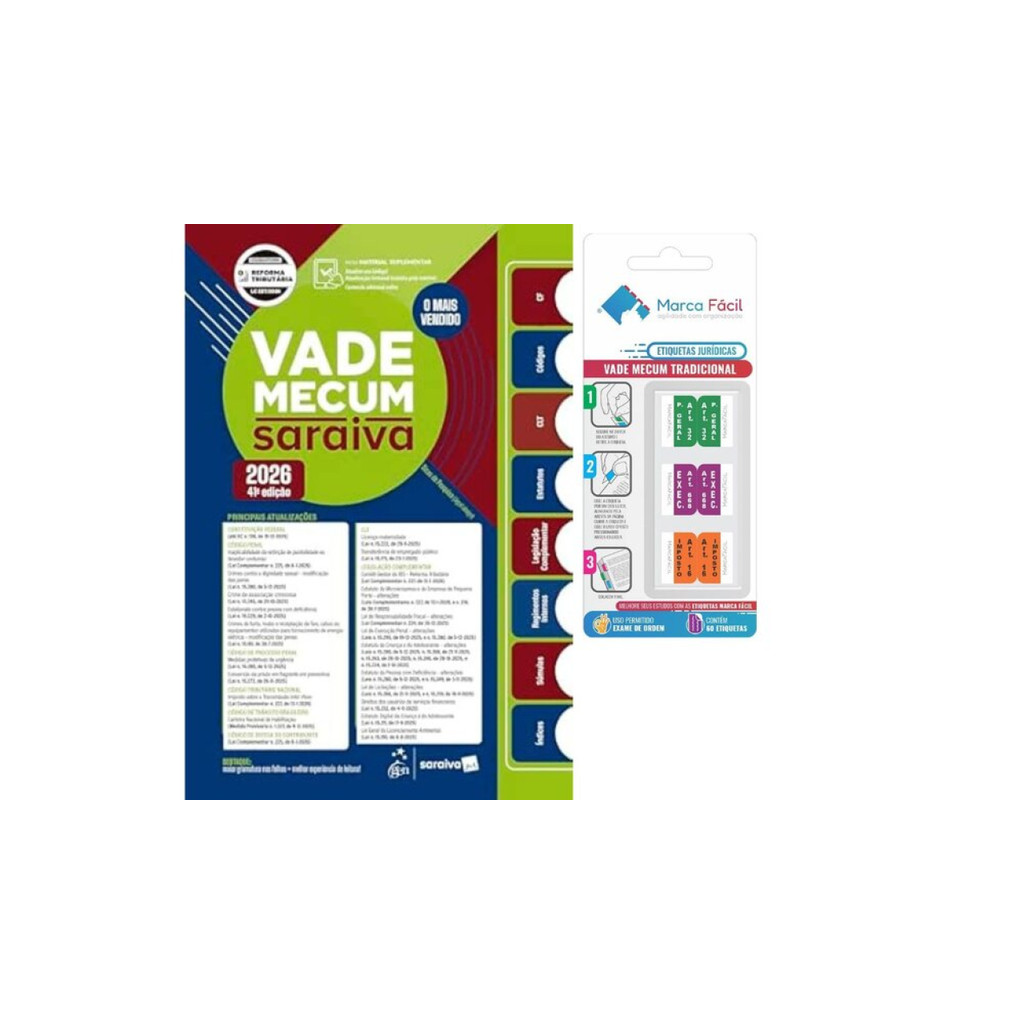 Vade Mecum Saraiva Tradicional - 41ª Edição 2026 + Etiqueta Marca Fácil