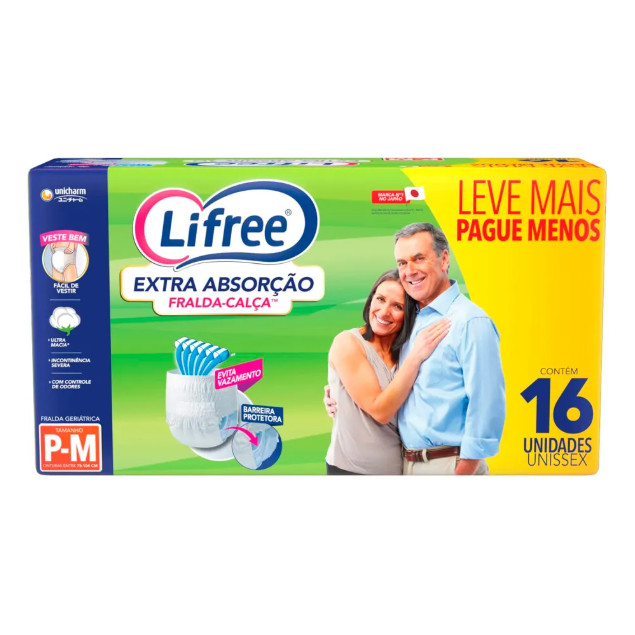 Fralda Geriátrica Lifree Calça Tamanho P/m Com 16 Unidades