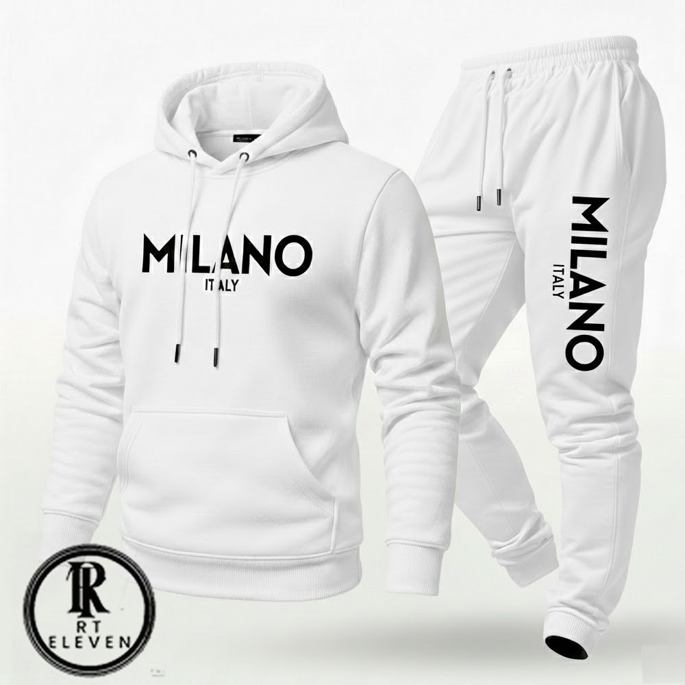 Conjunto Moletom Unissex Estampado Milano Italy Calça Moletom e Blusa Com Capuz Bolso Canguru Lançamento 2026