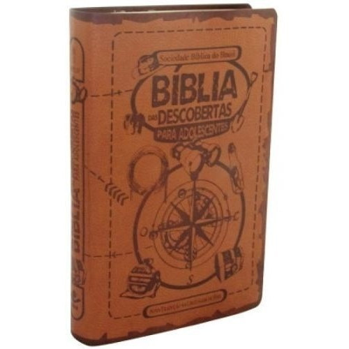 Bíblia Das Descobertas Para Adolescentes - Versão NTLH - Capa Em Couro Sintético - Marrom Claro | Ed. SBB