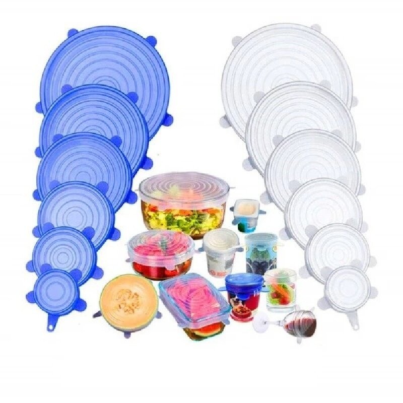 12 Peças Tampas Panela Silicone Universal Reutilizável Elástica Tampas Silicone Rotundidade