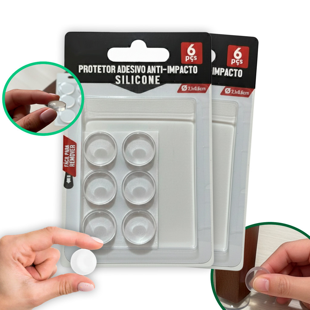 Kit 18 Protetor de Porta Silicone Gel para Maçaneta Parede e Móveis Antimpacto Autoadesivo