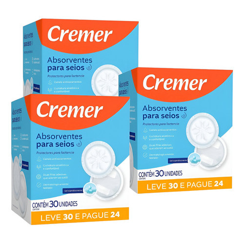 Absorventes Para Seios Cremer Absorvente Para Seios 90 Unidades Branco
