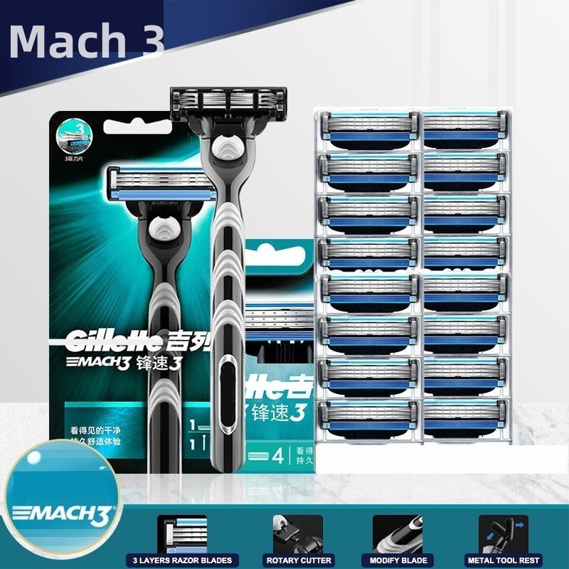 16 Pcs/12 Gillette MACH 3 Lâminas Cartucho De Recarga De Barbear Masculino