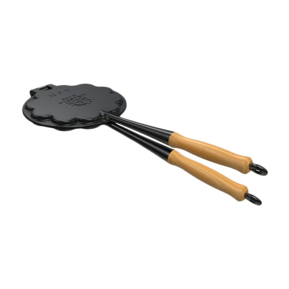 Forma Waffle Ferro Fundido Cabo Madeira Fogão a Lenha 16cm