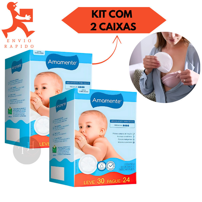 Kit 2 Absorventes Para Seios Semina Com 30 Unidades Cada Amamente