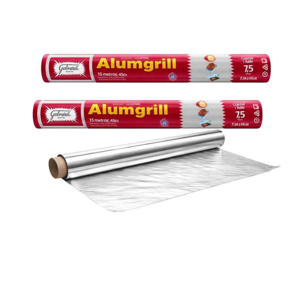 Papel Alumizado Gaboardi Alumgrill 45cm x 7,5m Cozinha Churrasco Kit 02