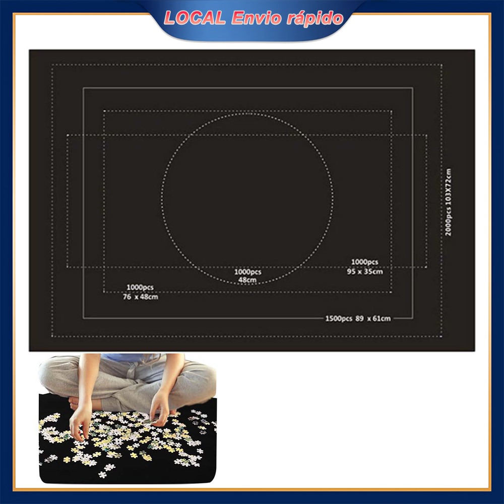 Porta Puzzle 2000 Peças Tapete Feltro 120x80cm - Antiderrapante, Dobrável e Enrolável, Protetor Portátil