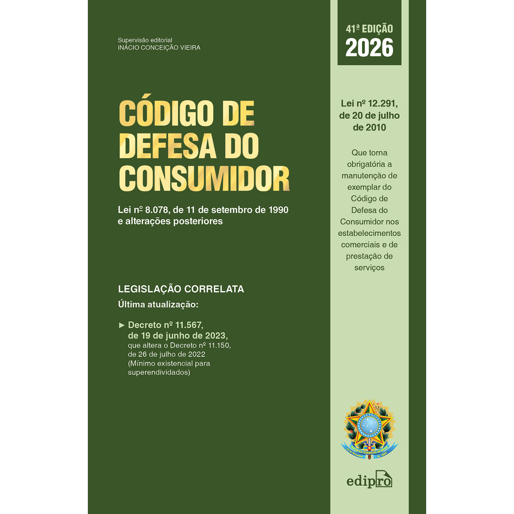 livro Código de Defesa do Consumidor 2026: Lei nº 8.078, de 11 de setembro de 1990   Lt WP