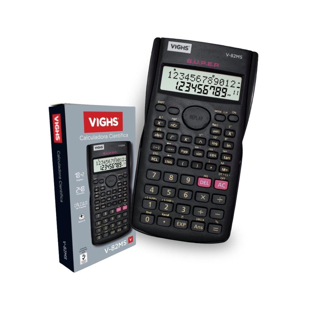 Kit 2 Calculadoras Cientifica 240 Funções Vighs V-82MS-12