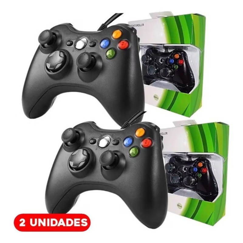 Kit 2 Controle Xbox 360 Windows Notebook Portatil Xbox Sem Fio Wirelles Joystick Para Computador Ps3