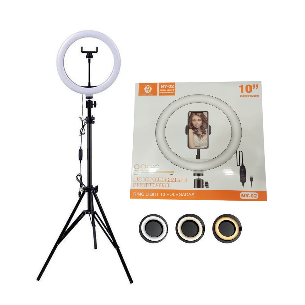 Ring Light LED 10” 26cm com Tripé 2m Super Iluminação NY-02