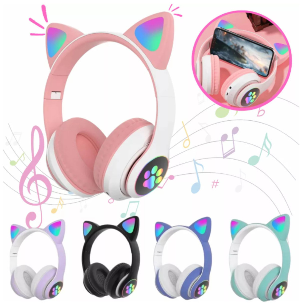 Wireless LED Cat Ear Bluetooth Headphones for Children