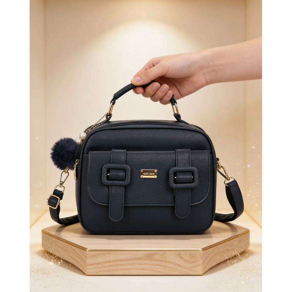 Bolsa Feminina Com Alça Lateral Transversal Faixa de Mão De Couro B736 VT