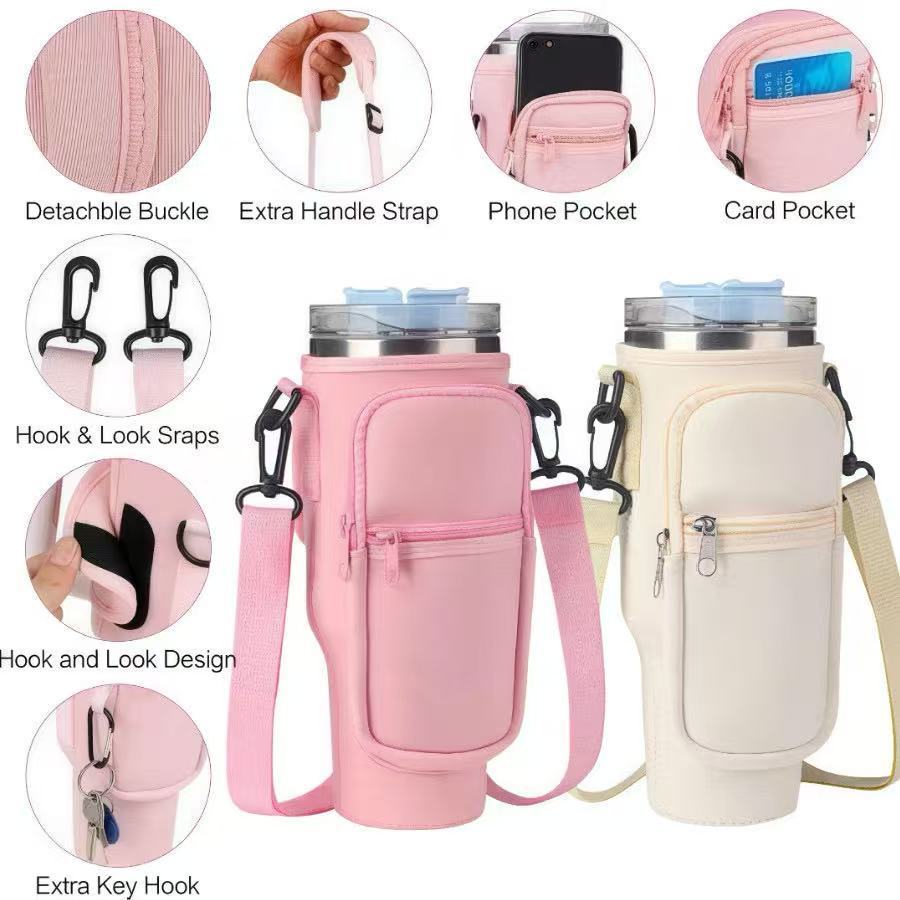 Bolsa Porta Garrafas De Água Compatível Com Copo 40oz 1200ml Para Celular Chaveiro Com Alça De Ombro Ajustável