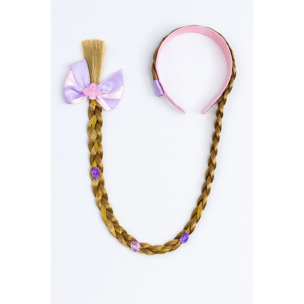 Cabelo Trança com laço e pedra roxo Tiara aplique Festa princesa Fantasia decoração