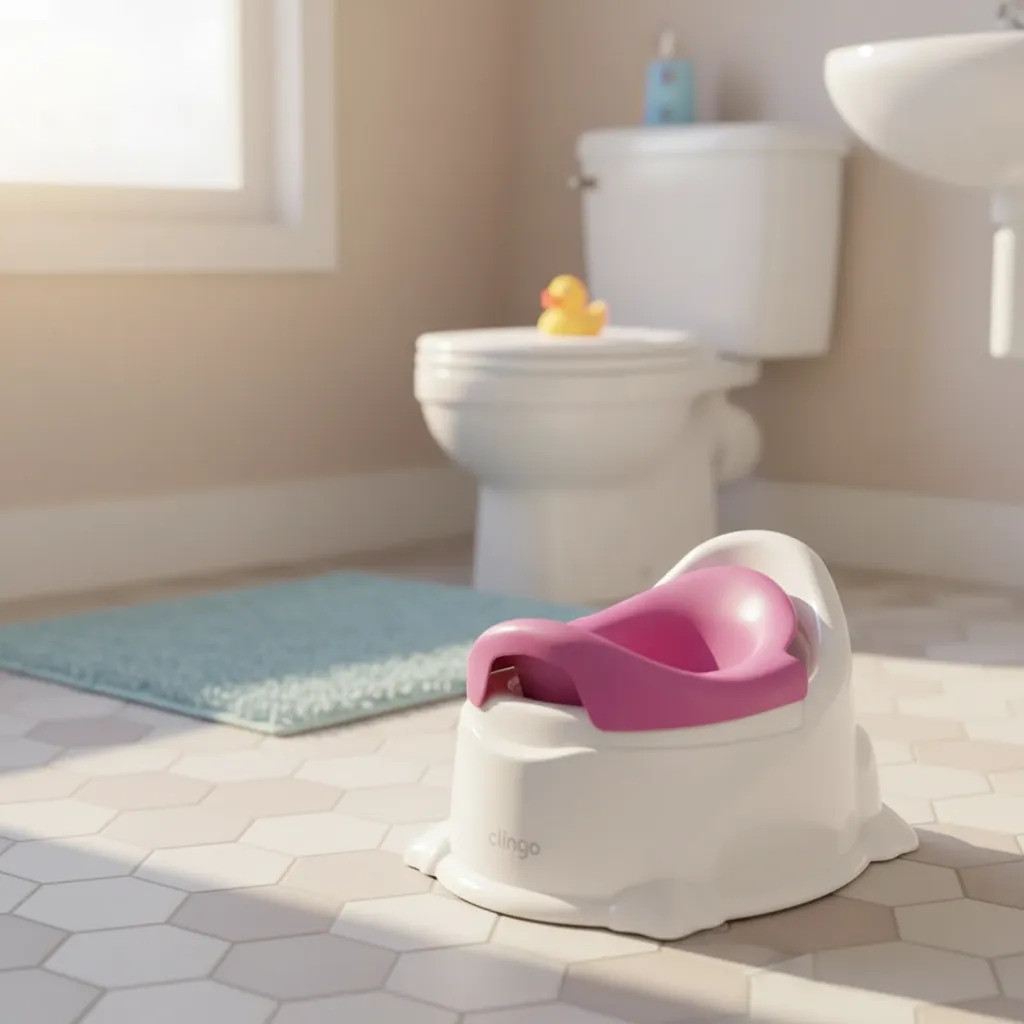 Troninho Infantil Potty Clingo Branco/Rosa Desfralde Seguro