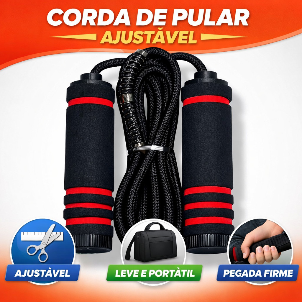Corda de Pular Ajustável Nylon | Treino Cardio Fitness em Casa | Adulto e Infantil
