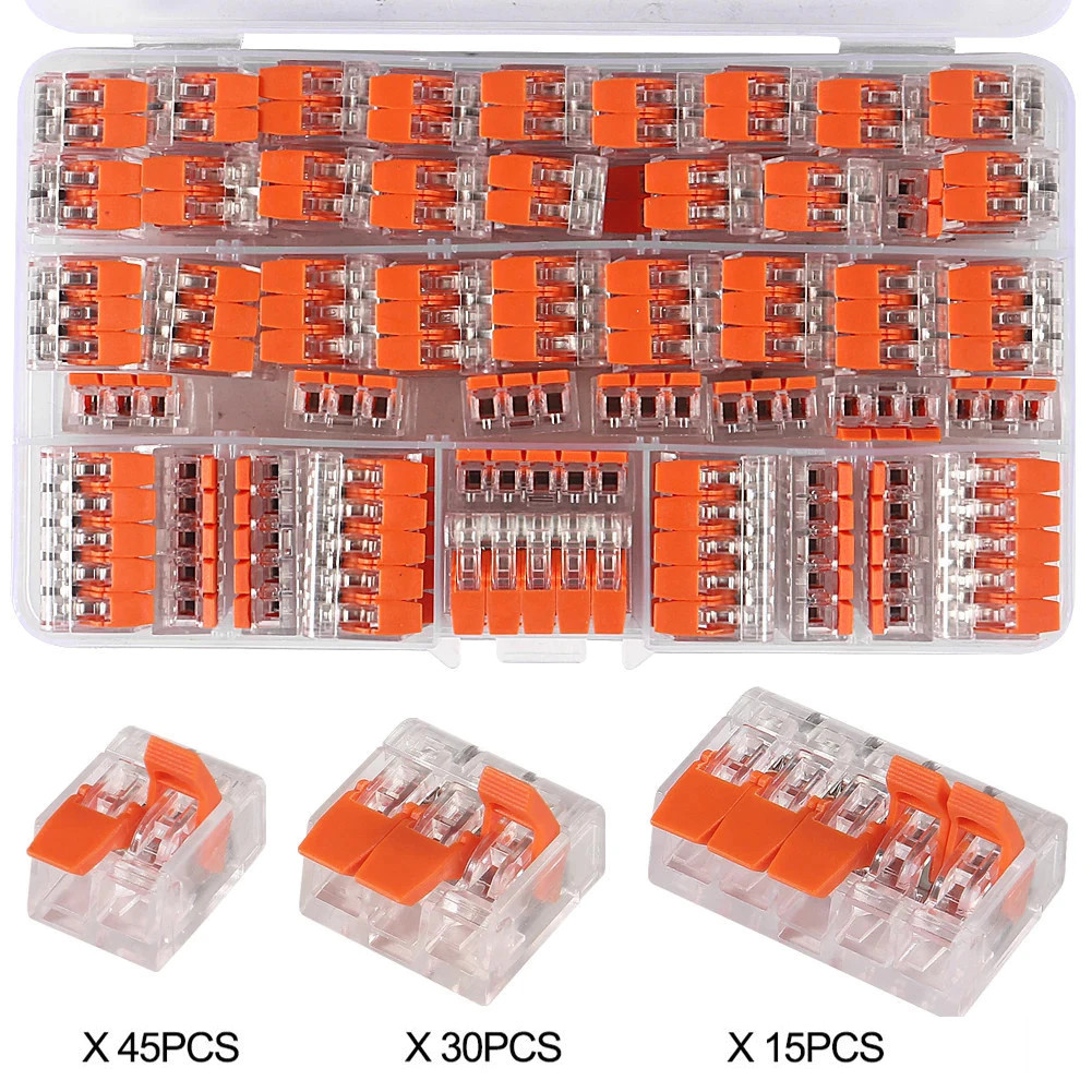 Kit 90 Peças Conector Elétrico Emenda Wago 221 Original 1, 2, 3 e 5 vias - 4mm e 6mm++Makeupnails++