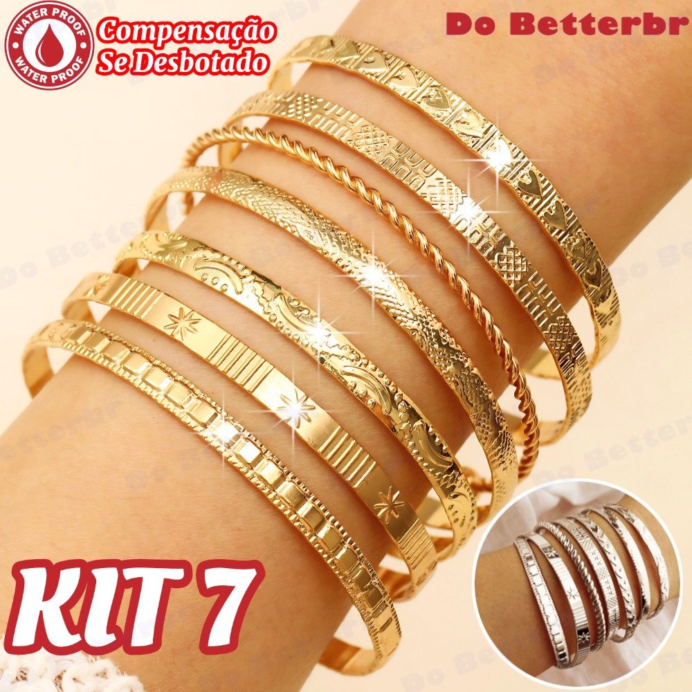 Kit7 peças em ouro 18k retrô com pingente de infinito e corrente de osso de cobra, pulseira removível