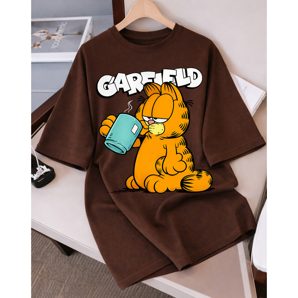 Camiseta Camisa Feminina 100% Algodão Garfild Cafe Fofo Treino Academia Musculação Fitness