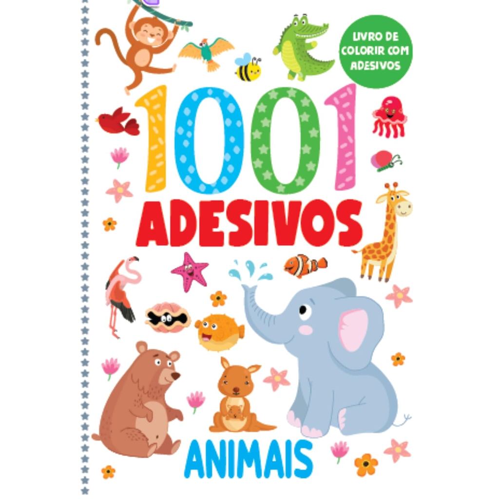 Livro de Colorir com Adesivos - 1001 Adesivos - Animais