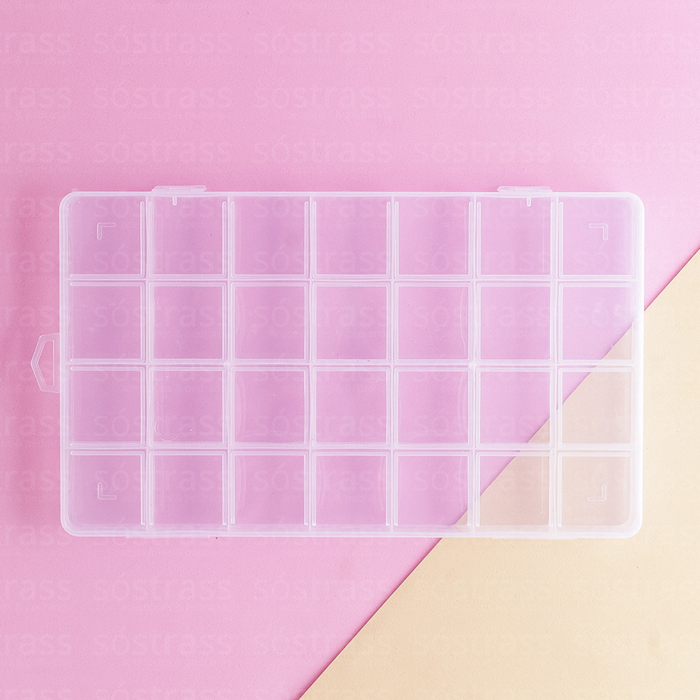 Caixa Organizadora 28 Divisórias 22x13x1.8cm Transparente