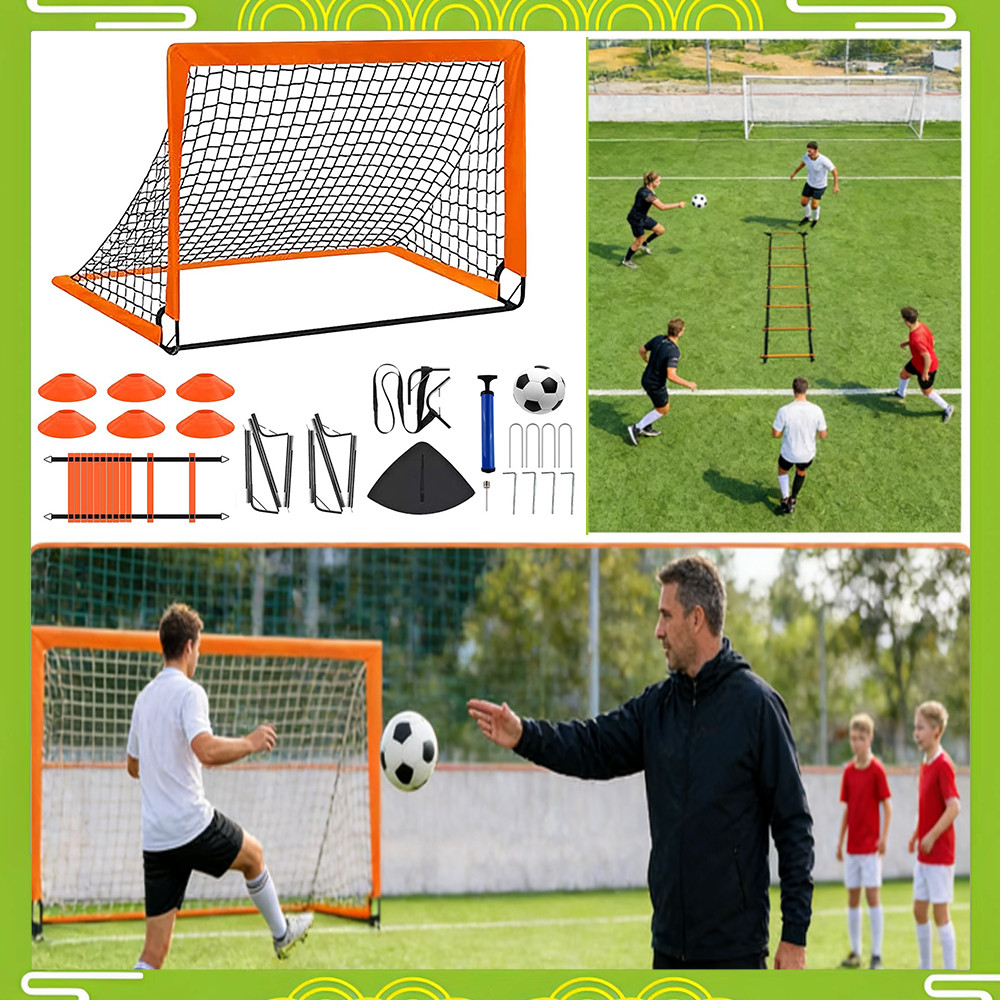 Conjunto de 19 peças laranja conjunto de gol de treinamento de futebol com logotipo de escada de agilidade conjunto comp