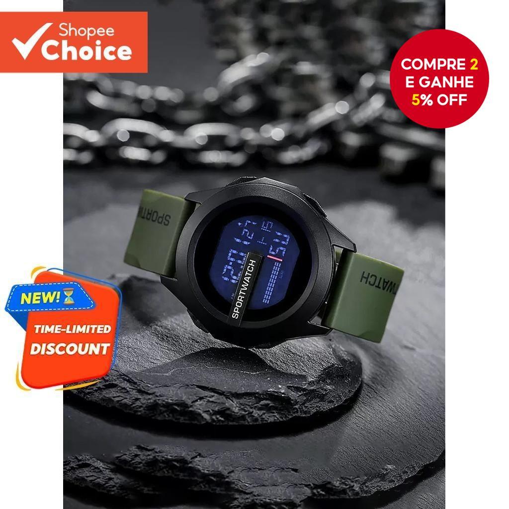 Relógio De Pulso Esportivo De 50M À Prova De Choque Para Homens Com Caixa De Resina Alça Antiderrapante Presente De Verã