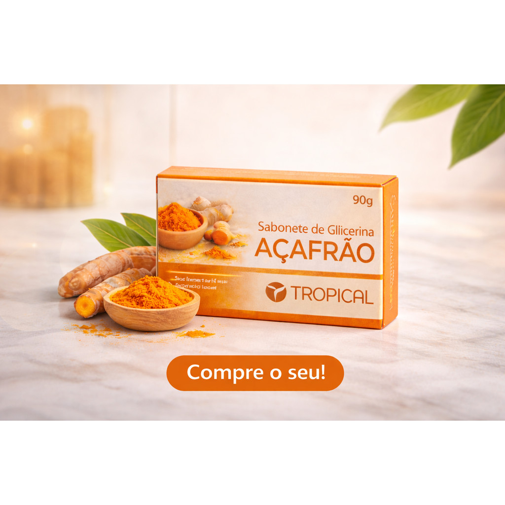 Sabonete de Açafrão / Cúrcuma em Barra Tropical - Anti-inflamatório e Cicatrizante 90gr