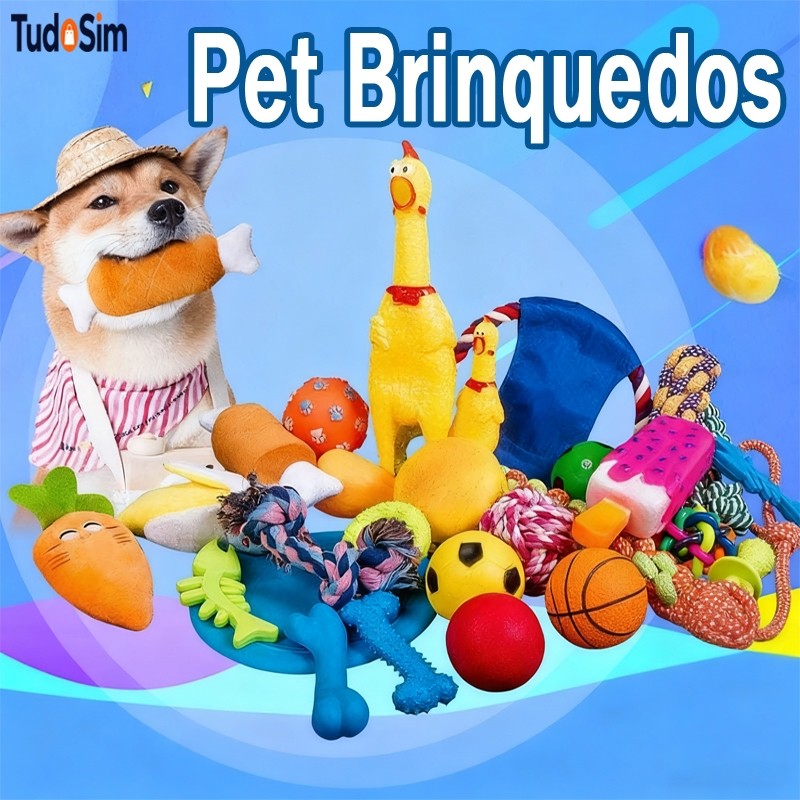 Kit 6/10 Mordedor Pet Brinquedos De Borracha Para Cães Cachorro Com Barulho Ranger os dentes Limpeza da boca