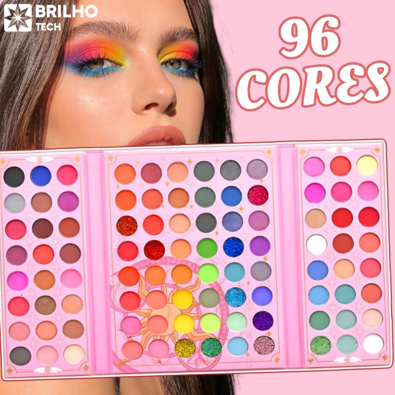 Paleta De Sombra De Olho Em 96 Cores Perolada / Fosca / Com Glitter / Longa Duração-BT