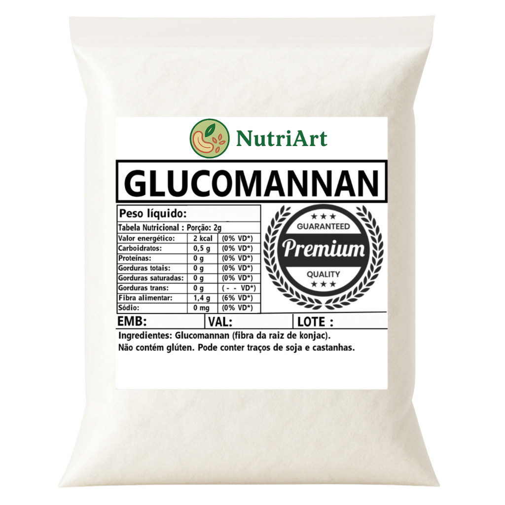 Glucomannan em Pó Puro - Fibras naturais para saciedade (50g)
