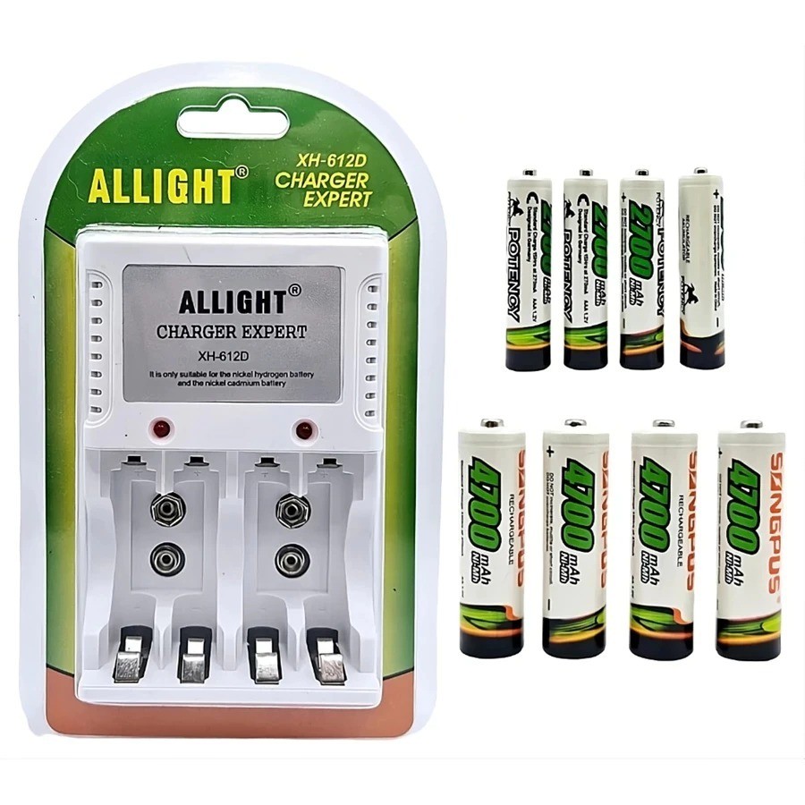 Carregador de Pilhas AA/AAA Bateria 9V Universal Bivolt