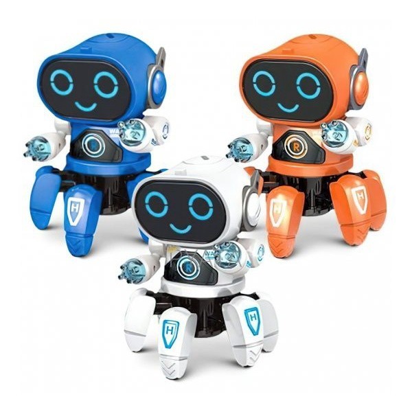 Brinquedo infantil Robô Aranha Dançarino 6 Pernas com Luz Som e Movimento Menino e Menina Cores