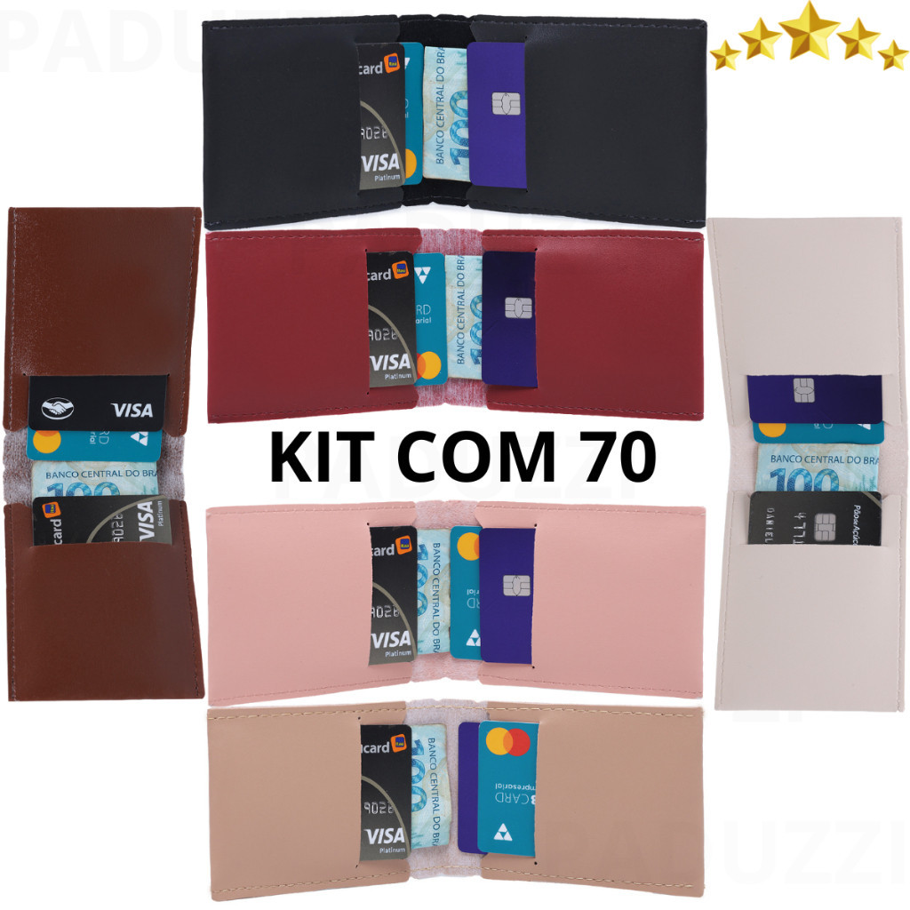 Hiper kit 70 Porta cartão feminino Masculino Carteira Slim