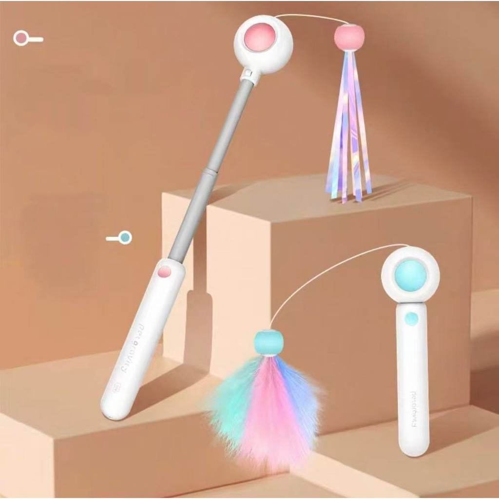 Brinquedo Multifuncional para Gatos Brinquedo laser para gatos (inclui duas cabeças de substituição: pena e borla)