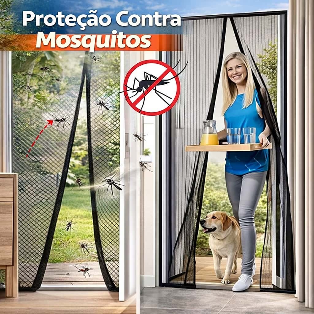 Tela Mosquiteiro Magnética para Porta Anti Mosquito Insetos Proteção Fácil Instalação