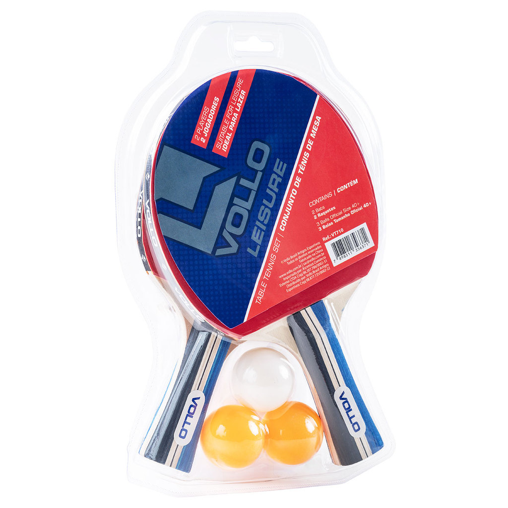 Kit Tênis de Mesa Ping Pong 2 Raquetes e 3 Bolas Vollo