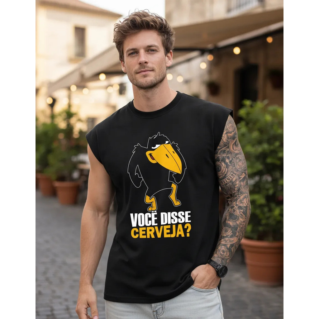 Camiseta Regata Oversized Pica Pau Corvo Cervej Dark Cavada