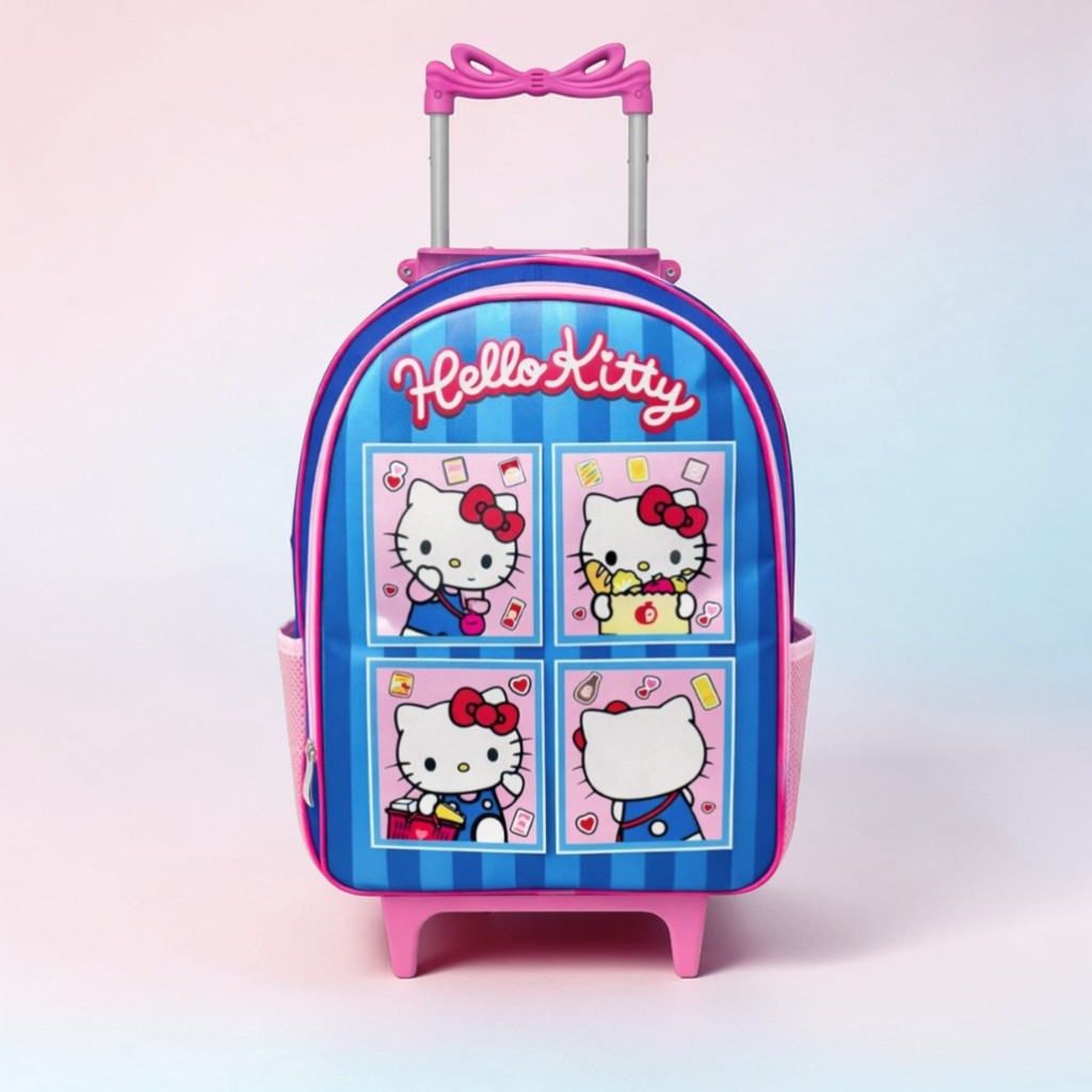 Mochila de Rodinha Hello Kitty Infantil Menina Escolar 4 à 10 Anos 