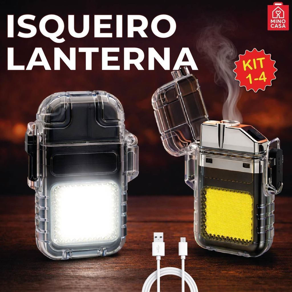 Isqueiro Elétrico Recarregável com Lanterna Led e Resistente à Água Carregamento Prático