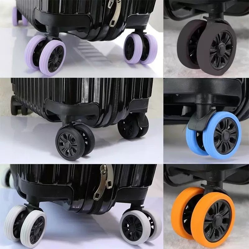 Kit 8 Capas de Silicone Antiderrapantes para Rodas de Mala Proteção Silêncio para Sua Viagem