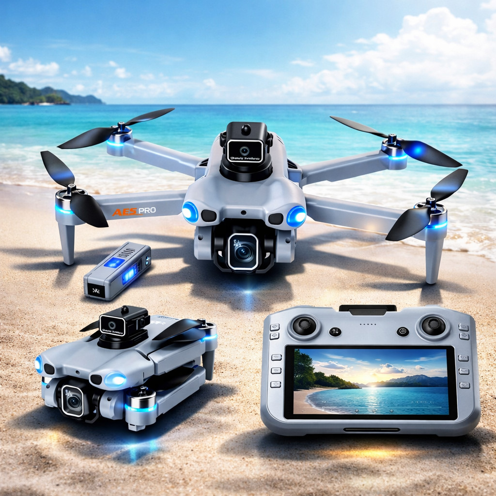Drone AE5PRO Profissional 4K GPS Controle Com Tela Integrada 5G Wi-Fi Gimbal 3 Eixos 1 Bateria + Bag Original