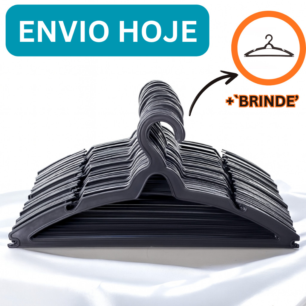 Cabide Adulto Preto Kit Cabides Reforçados Organizar Roupas