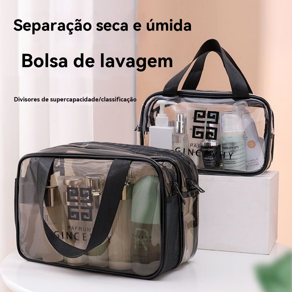 Bolsa De PVC Transparente Para Cosméticos Impermeável Portátil De Média Capacidade Viagem 28/32cm MM